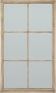 Antique Brown Washed Wood Large Window Mirror