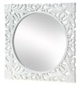 Boho White Carved Wooden Square Wall Mirror - 110cm x 110cm
