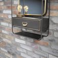 Wall Unit - Black Metal and Gold - 1 Drawer - with Mirror