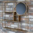Shelves - Gold Metal - with Round Mirror