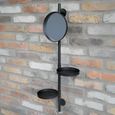 Wall Mirror - Black Metal - with Shelves