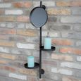 Wall Mirror - Black Metal - with Shelves