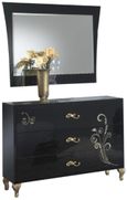 Sofia Black Italian 3 Drawer Dresser with Mirror