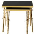 Arezzo Nest of 2 Tables - Square - Black Glass and Gold Metal