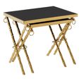 Arezzo Nest of 2 Tables - Square - Black Glass and Gold Metal