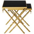 Arezzo Nest of 2 Tables - Square - Black Glass and Gold Metal
