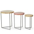 Korba Nest of Tables - Round - Grey and Gold Metal - Set of 3