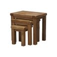 Rustic Oak Nest of Tables - Set of 3 - Oak