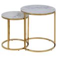 Alisma Nest of Tables - Set of 2 - Round - White Marble and Gold Metal
