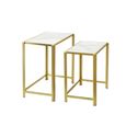Nest of Tables - White Marble and Gold Metal - Set of 2