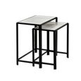 Nest of Tables - White Marble and Black Metal - Set of 2