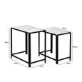 Nest of Tables - White Marble and Black Metal - Set of 2