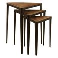 Elmo Nest of 3 Tables - Triangular - Elm Wood and Metal