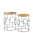 Agra Nest of Tables - Set of 2 - Mango Wood and Silver - Round