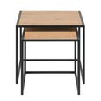 Seaford Nest of Tables - 2 - Square - Oak and Black Metal