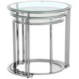 Clearance - Allure Glass Round Nest of 3 Tables with Silver Base - A305