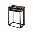 Nest of Tables - Antique Gold and Black Leaves Glass - Set of 2 - Tray