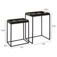 Nest of Tables - Antique Gold and Black Leaves Glass - Set of 2 - Tray