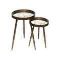 Nest of Tables - Antique Gold Metal - Round - Set of 2 - Tray