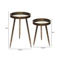 Nest of Tables - Antique Gold Metal - Round - Set of 2 - Tray