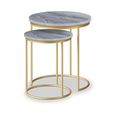 Marmora Nest of Tables - Round - Set of 2 - Grey Marble & Gold