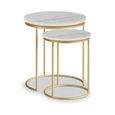 Marmora Nest of Tables - Round - Set of 2 - White Marble & Gold