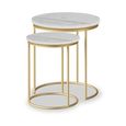 Marmora Nest of Tables - Round - Set of 2 - White Marble & Gold