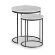 Marmora Nest of Tables - Round - Set of 2 - White Marble & Grey