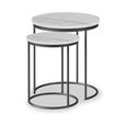 Marmora Nest of Tables - Round - Set of 2 - White Marble & Grey