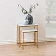 Clearance - Alisma Nest of 2 Tables - White Marble Effect and Gold - A407