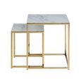 Clearance - Alisma Nest of 2 Tables - White Marble Effect and Gold - A407