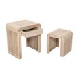 Hudson Nest of Tables - Set of 2 - with Drawer - Ribbed Carved - Mango Wood