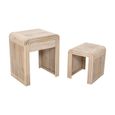 Hudson Nest of Tables - Set of 2 - with Drawer - Ribbed Carved - Mango Wood