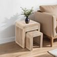 Hudson Nest of Tables - Set of 2 - with Drawer - Ribbed Carved - Mango Wood