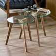 Bryant Nest of 2 Table - Tripod Leg - Round - Natural - Glass and Oak