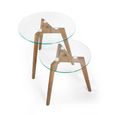 Bryant Nest of 2 Table - Tripod Leg - Round - Natural - Glass and Oak