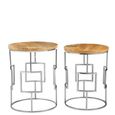 Agra Nest of Tables - Set of 2 - Mango Wood and Silver - Round