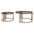 Alana Nest of Tables - Set of 2 - Black Glass and Gold Base - Round