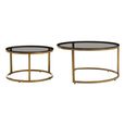 Alana Nest of Tables - Set of 2 - Black Glass and Gold - Round