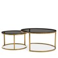 Alana Nest of Tables - Set of 2 - Black Glass and Gold - Round