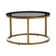 Alana Nest of Tables - Set of 2 - Black Glass and Gold - Round