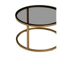 Alana Nest of Tables - Set of 2 - Black Glass and Gold - Round