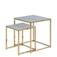 Alisma Nest of Tables - Set of 2 - White Marble Effect and Gold