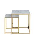 Alisma Nest of Tables - Set of 2 - White Marble Effect and Gold