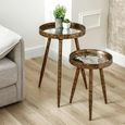 Nest of Tables - Antique Gold Metal - Round - Set of 2 - Tray