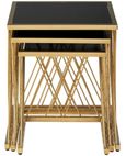 Arezzo Nest of Tables - Set of 3 - Black Glass with Gold