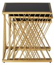 Arezzo Nest of Tables - Set of 3 - Black Glass with Gold