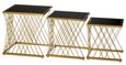 Arezzo Nest of Tables - Set of 3 - Black Glass with Gold