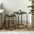 Nest of Tables - Black Mirrored - Octagon - Set of 2