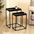 Nest of Tables - Black and Gold Glass - Set of 2 - Tray